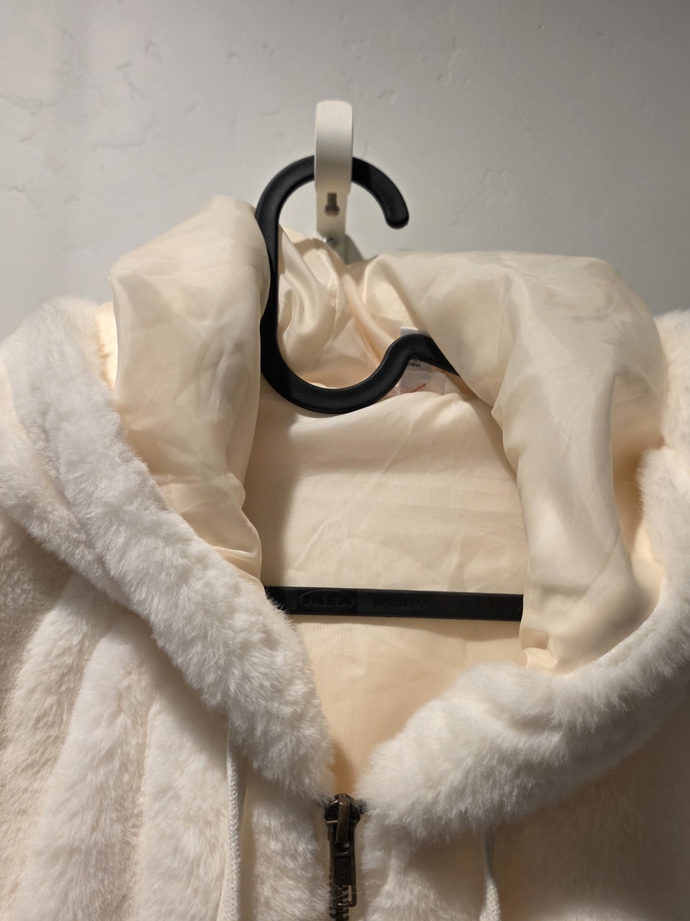 Plush Hooded Zip Jacket - Cream - Picture 8 of 15